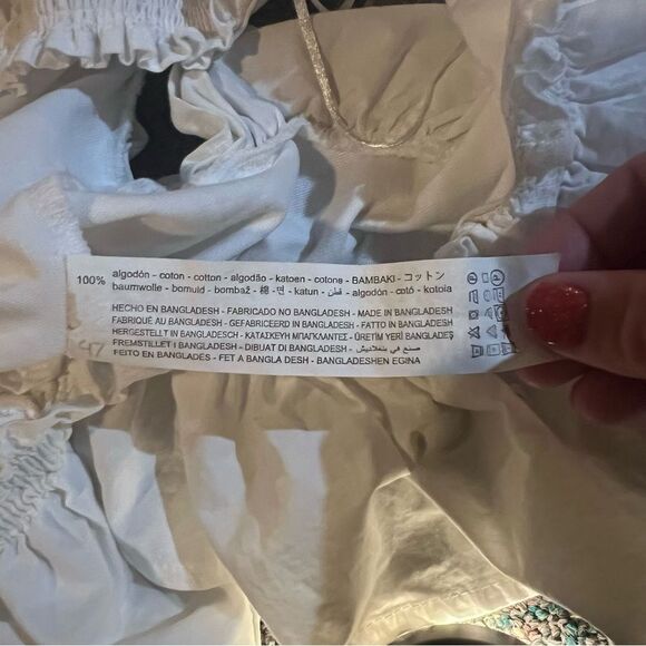 Zara White Ruffle Flounce Sleeve V-Neck Peplum Top - Picture 11 of 11